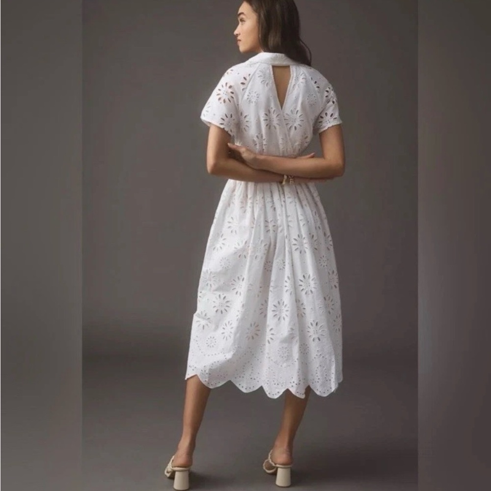 Anthropologie Eyelet Midi Shirt Dress - Picture 4 of 9